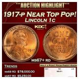 1917-p Lincoln Cent Near Top Pop! 1c ms67+ rd SEGS