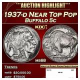 1937-d Buffalo Nickel Near Top Pop 5c ms68 SEGS