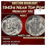1943-s Mercury Dime Near Top Pop! 10c ms67+ fsb SE
