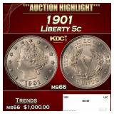 1901 Liberty Nickel 5c ms66 SEGS
