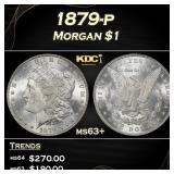 1879-p Morgan Dollar $1 Grades ms63+