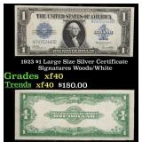 1923 $1 large size Silver Certificate Grades xf Si