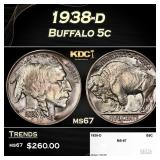 1938-d Buffalo Nickel 5c ms67 SEGS