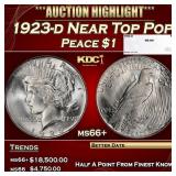 1923-d Peace Dollar Near Top Pop $1 ms66+ SEGS