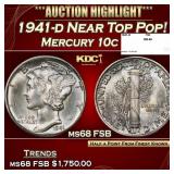 1941-d Mercury Dime Near Top Pop! 10c ms68 FSB SEG
