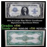 1923 $1 large size Silver Certificate Grades vf++