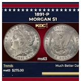 1891-p Morgan Dollar $1 Grades ms63