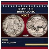 1913-p Ty II Buffalo Nickel 5c ms66 SEGS
