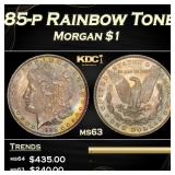 PCGS 1885-p Morgan Dollar Rainbow Toned $1 ms63 PC