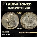 1932-s Washington Quarter Toned 25c Grades ms63