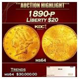 1890-p Gold Liberty Double Eagle $20 ms64 SEGS