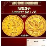 1853-p Gold Liberty Quarter Eagle $2 1/2 ms64+ SEG