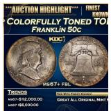 1949-p Franklin Half Dollar Colorfully Toned TOP P