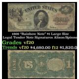 1869 $1 Large Size Legal Tender Note 'Rainbow Note