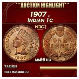 1907 Indian Cent . 1c ms66 rd SEGS