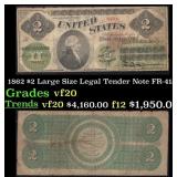 1862 $2 Large Size Legal Tender Note Grades vf, ve