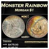 1886-p Morgan Dollar Monster Rainbow Toned  $1 Gra