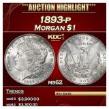 1893-p Morgan Dollar $1 ms62 USCG