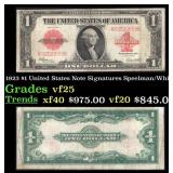1923 $1 United States Note Grades vf+ Signatures S