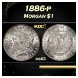 1886-p Morgan Dollar $1 Grades ms63