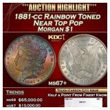 1881-cc Morgan Dollar Rainbow Toned Near Top Pop $