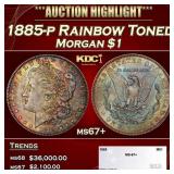 1885-p Morgan Dollar Toned Near Top Pop $1 ms67+ S