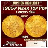 1900-p Gold Liberty Double Eagle Near Top Pop $20