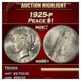 1925-p Peace Dollar $1 ms66+ SEGS