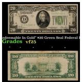 1928B $20 Green Seal Federal Reserve Note 'Redeema