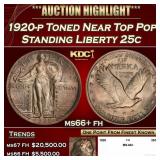 1920-p Standing Liberty Quarter Toned Near Top Pop