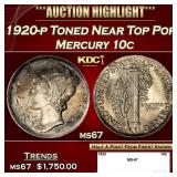 1920-p Mercury Dime Toned Near Top Pop 10c ms67 SE