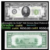 1928B $20 Green Seal Federal Reserve Note 'Redeema