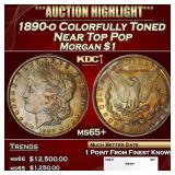 1890-o Morgan Dollar Colorfully Toned Near Top Pop