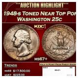 1948-s Washington Quarter Toned Near Top Pop 25c m