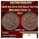 1846 Sm Date N-6 Braided Hair Large Cent Near Top