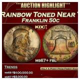 1948-p Franklin Half Dollar Rainbow Toned Near Top