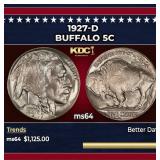 1927-d Buffalo Nickel 5c ms64 SEGS