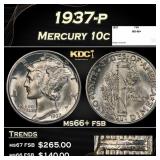 1937-p Mercury Dime 10c ms66+ fsb SEGS
