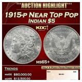 1915-p Gold Indian Half Eagle Near Top Pop $5 ms65