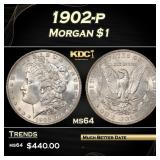 1902-p Morgan Dollar $1 Grades ms64