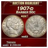 1907-d Barber Half Dollars 50c ms63 USCG
