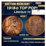 1918-d Lincoln Cent TOP POP! 1c ms66 rb SEGS