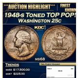 1948-s Washington Quarter Toned TOP POP! 25c ms68