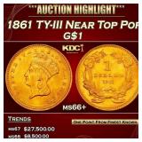 1861 Gold Dollar TY-III Near Top Pop $1 Grades ms6