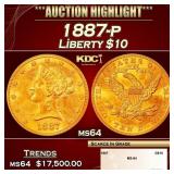 1887-p Gold Liberty Eagle $10 ms64 SEGS