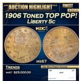 1906 Liberty Nickel Toned TOP POP! 5c ms67 SEGS
