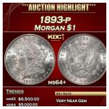 1893-p Morgan Dollar $1 ms64+ SEGS