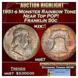 PCGS 1951-s Franklin Half Dollar Monster Rainbow T