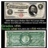 1886 $5 Large Size Silver Certificate Morgan Dolla
