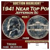 1941 Proof Jefferson Nickel Near Top Pop 5c pr68 S
